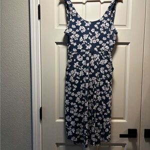 Pact Floral Sleeveless Navy Dress